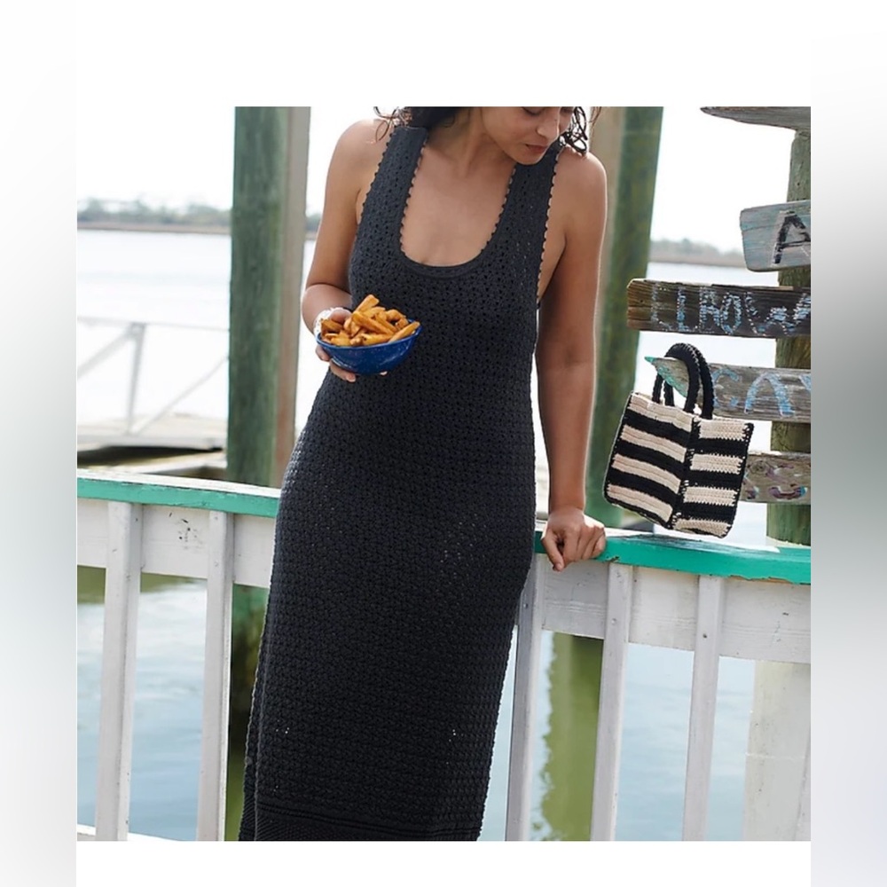 J. Crew Women’s Limited Edition Black Crochet Midi Dress XL - Picture 2 of 7